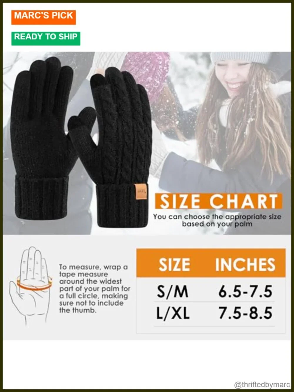 Women's Winter Gloves Thermal Fleece Lined Touchscreen